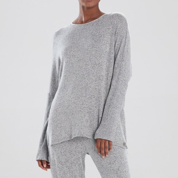 Natori Ulla Heather Grey Long Sleeve Lounge Top - Picture 1 of 12
